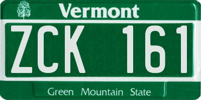 VT license plate ZCK161