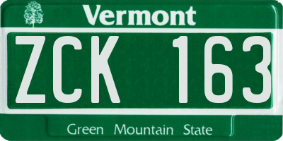 VT license plate ZCK163
