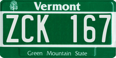 VT license plate ZCK167