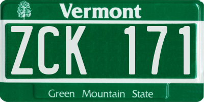VT license plate ZCK171