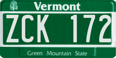 VT license plate ZCK172