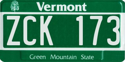 VT license plate ZCK173