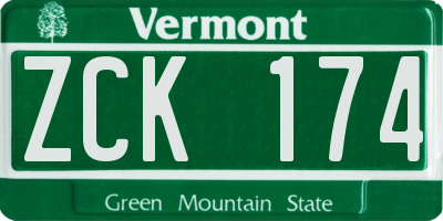 VT license plate ZCK174