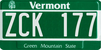 VT license plate ZCK177