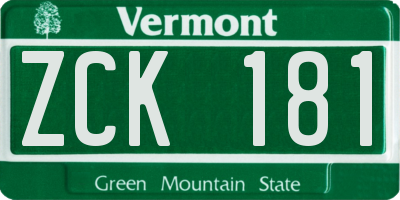 VT license plate ZCK181