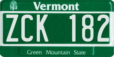 VT license plate ZCK182