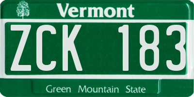 VT license plate ZCK183