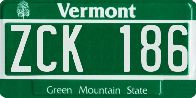 VT license plate ZCK186