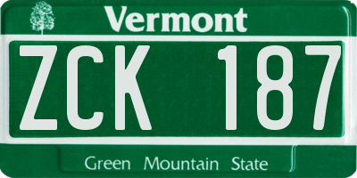 VT license plate ZCK187
