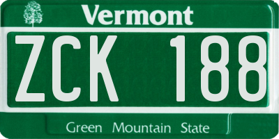 VT license plate ZCK188