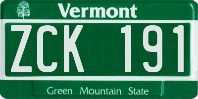 VT license plate ZCK191