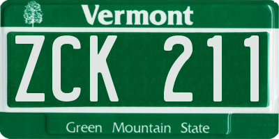 VT license plate ZCK211