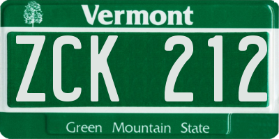 VT license plate ZCK212