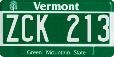 VT license plate ZCK213
