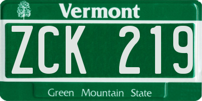 VT license plate ZCK219
