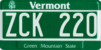 VT license plate ZCK220