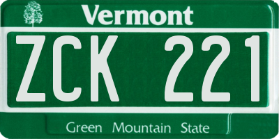 VT license plate ZCK221