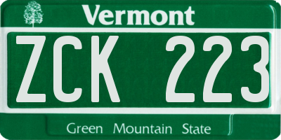 VT license plate ZCK223