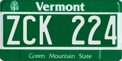 VT license plate ZCK224