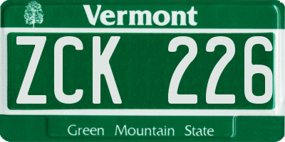VT license plate ZCK226
