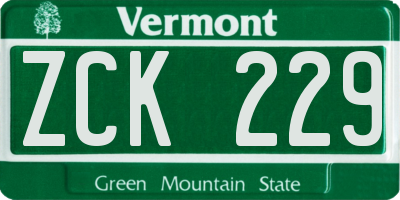 VT license plate ZCK229