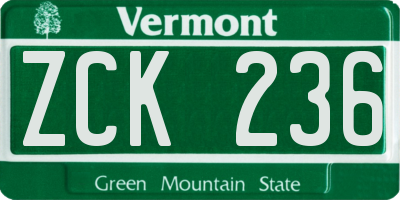 VT license plate ZCK236