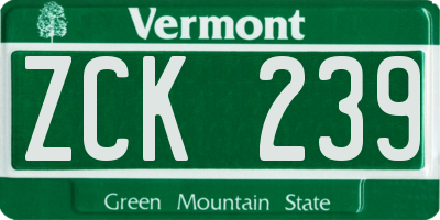 VT license plate ZCK239