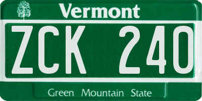 VT license plate ZCK240