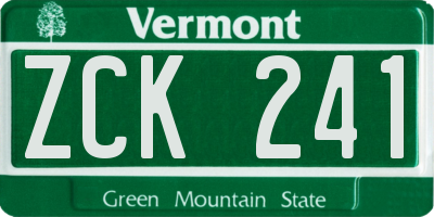 VT license plate ZCK241