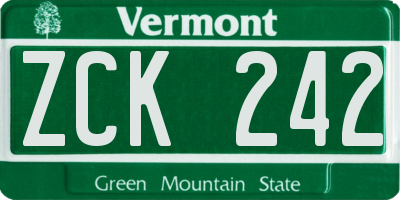 VT license plate ZCK242