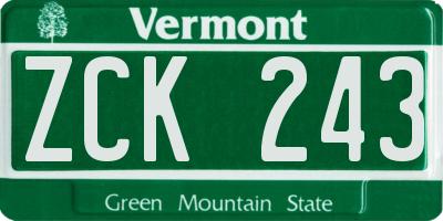 VT license plate ZCK243