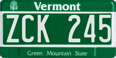 VT license plate ZCK245