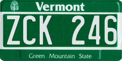VT license plate ZCK246
