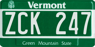 VT license plate ZCK247