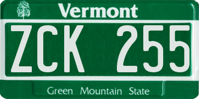 VT license plate ZCK255