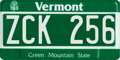 VT license plate ZCK256