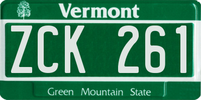 VT license plate ZCK261