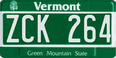 VT license plate ZCK264