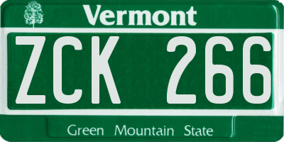 VT license plate ZCK266