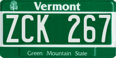 VT license plate ZCK267