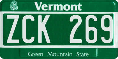 VT license plate ZCK269