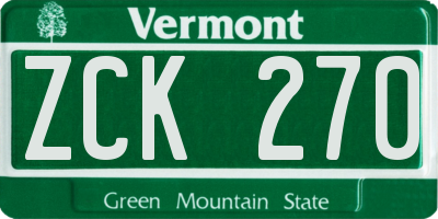 VT license plate ZCK270