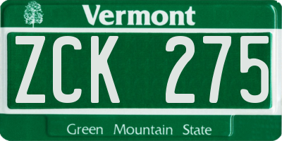 VT license plate ZCK275