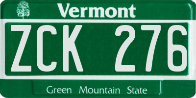 VT license plate ZCK276