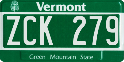 VT license plate ZCK279