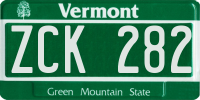 VT license plate ZCK282