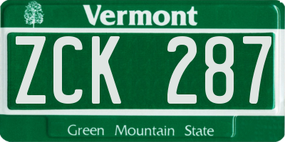 VT license plate ZCK287