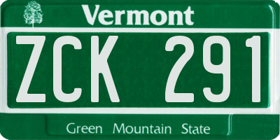VT license plate ZCK291