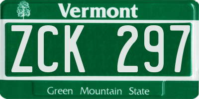 VT license plate ZCK297