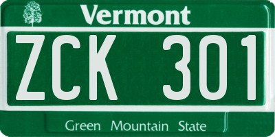 VT license plate ZCK301
